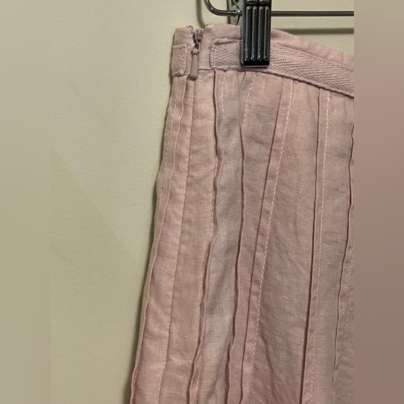 Boden 100% Linen Light Pink Pleated Flare Skirt - Picture 3 of 6